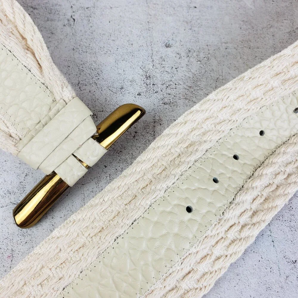 Vintage The Leather Shop Wide Belt Art-to-Wear Mixed Media Leather Avant Garde M